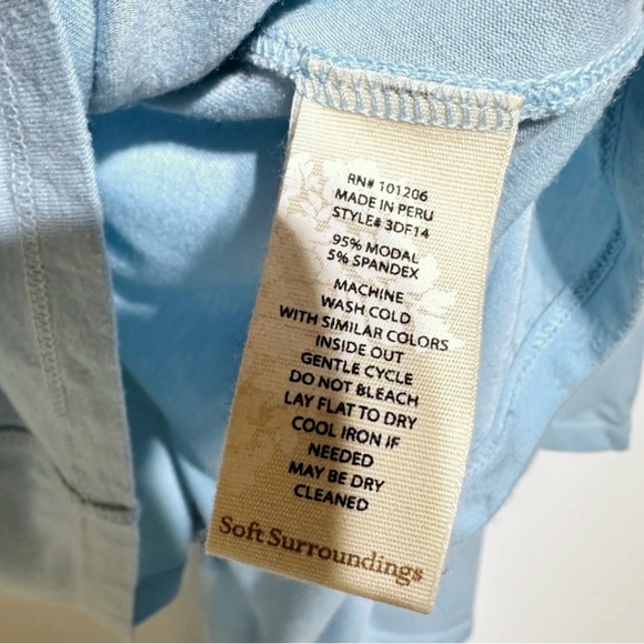 Soft Surroundings Sublime Long Sleeves Plunge Neck T-Shirt In Glacier Blue PXS - Picture 11 of 11